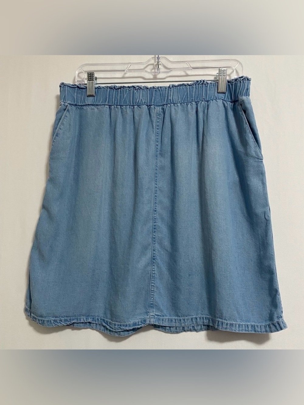 Harper Light Blue Denim Skirt with Pink Label
